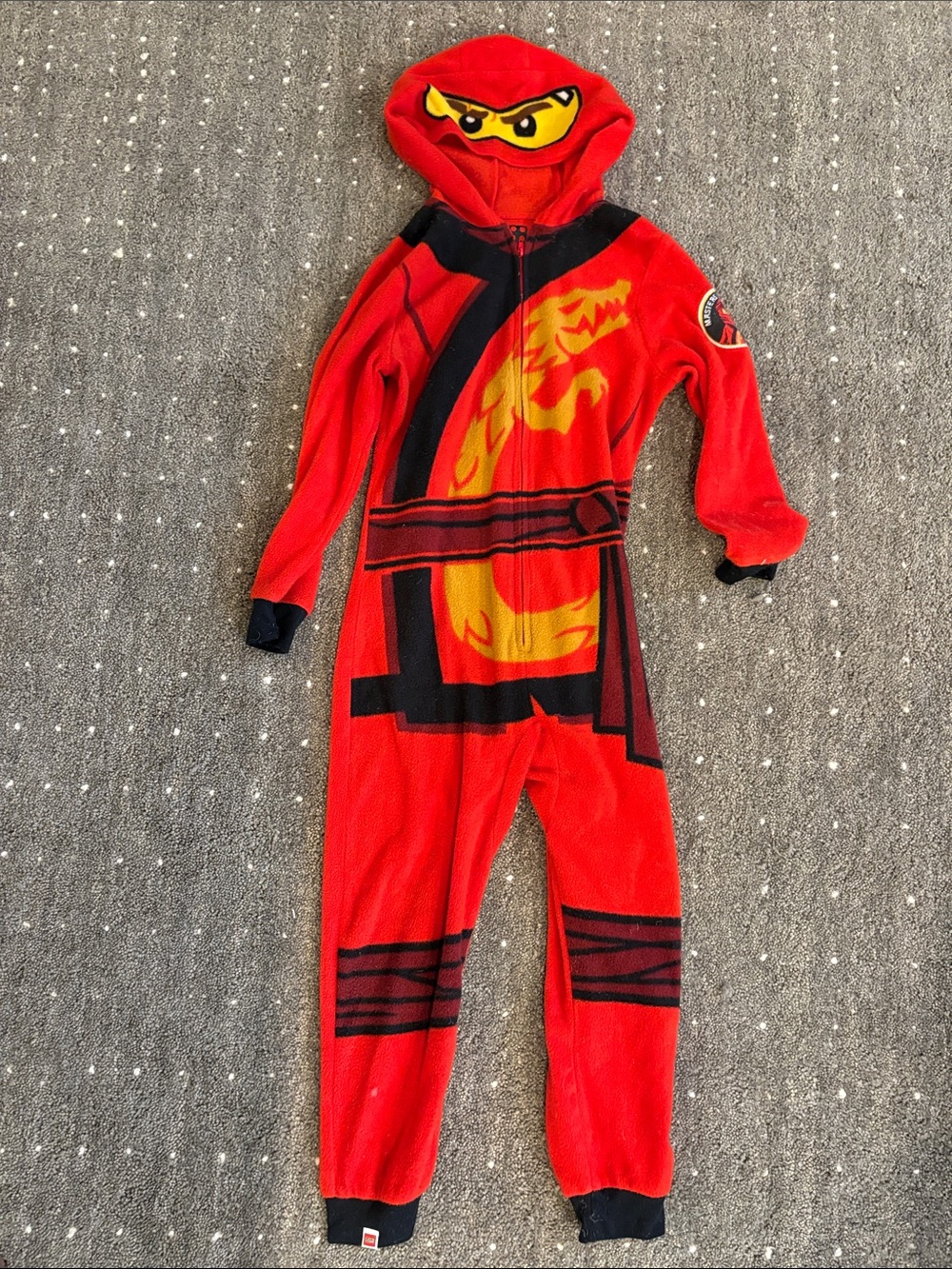 Red Dragon Ninja Kids Hooded Costume Onesie - LEGO Ninjago Style